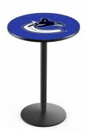 Vancouver Canucks Black Wrinkle Bar Table with Round Base
