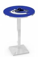 Vancouver Canucks Chrome Bar Table with Square Base