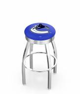 Vancouver Canucks Chrome Swivel Barstool with Ribbed Accent Ring