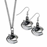 Vancouver Canucks Dangle Earrings & Chain Necklace Set