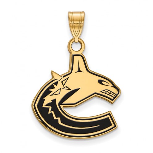 Vancouver Canucks Sterling Silver Gold Plated Large Enameled Pendant