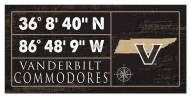 Vanderbilt Commodores Horizontal Coordinate 6" x 12" Sign
