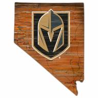 Vegas Golden Knights Distressed State with Logo Sign