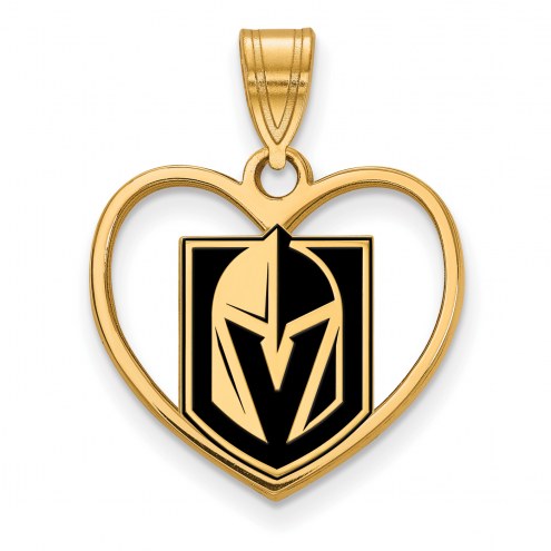 Vegas Golden Knights Sterling Silver Gold Plated Heart Pendant