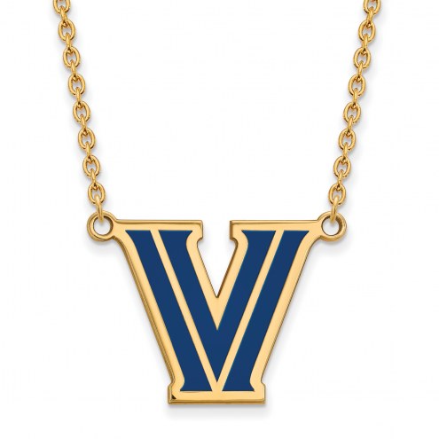 Villanova Wildcats Sterling Silver Gold Plated Large Enameled Pendant Necklace