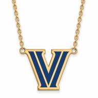 Villanova Wildcats Sterling Silver Gold Plated Large Enameled Pendant Necklace
