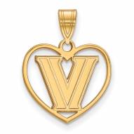 Villanova Wildcats Sterling Silver Gold Plated Heart Pendant