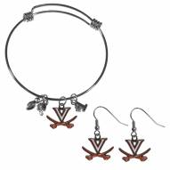 Virginia Cavaliers Dangle Earrings & Charm Bangle Bracelet Set