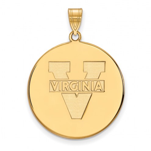 Virginia Cavaliers Sterling Silver Gold Plated Extra Large Disc Pendant