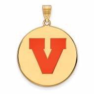 Virginia Cavaliers Sterling Silver Gold Plated Extra Large Enameled Disc Pendant