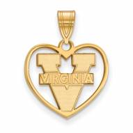Virginia Cavaliers NCAA Sterling Silver Gold Plated Heart Pendant
