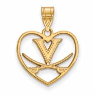 Virginia Cavaliers Sterling Silver Gold Plated Heart Pendant