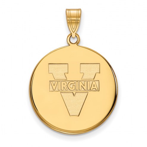 Virginia Cavaliers Sterling Silver Gold Plated Large Disc Pendant
