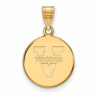 Virginia Cavaliers Sterling Silver Gold Plated Medium Disc Pendant
