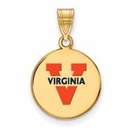 Virginia Cavaliers Sterling Silver Gold Plated Medium Enameled Disc Pendant