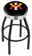 Virginia Military Institute Keydets Black Swivel Barstool with Chrome Ribbed Ring