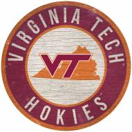 Virginia Tech Hokies 12" Circle with State Sign