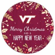Virginia Tech Hokies 12" Merry Christmas & Happy New Year Sign