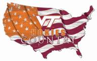 Virginia Tech Hokies 15" USA Flag Cutout Sign