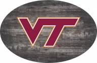 Virginia Tech Hokies 46" Distressed Wood Oval Sign