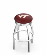 Virginia Tech Hokies Chrome Swivel Barstool with Ribbed Accent Ring