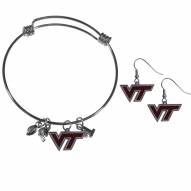 Virginia Tech Hokies Dangle Earrings & Charm Bangle Bracelet Set