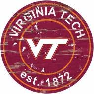 Virginia Tech Hokies Distressed Round Sign