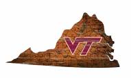 Virginia Tech Hokies Distressed State with Logo Sign
