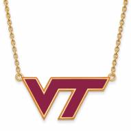 Virginia Tech Hokies Sterling Silver Gold Plated Large Enameled Pendant Necklace