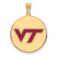 Virginia Tech Hokies Sterling Silver Gold Plated Extra Large Pendant