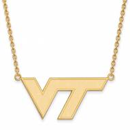 Virginia Tech Hokies NCAA Sterling Silver Gold Plated Large Pendant Necklace