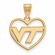 Virginia Tech Hokies NCAA Sterling Silver Gold Plated Heart Pendant