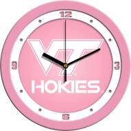 Virginia Tech Hokies Pink Wall Clock