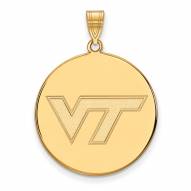 Virginia Tech Hokies Sterling Silver Gold Plated Extra Large Disc Pendant