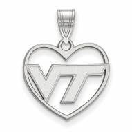 Virginia Tech Hokies Sterling Silver Heart Pendant
