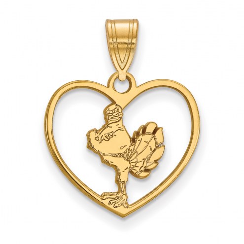 Virginia Tech Hokies Sterling Silver Gold Plated Heart Pendant