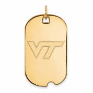Virginia Tech Hokies Sterling Silver Gold Plated Large Dog Tag