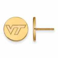 Virginia Tech Hokies Sterling Silver Gold Plated Small Disc Earrings