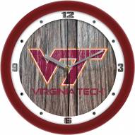 Virginia Tech Hokies Weathered Wood Wall Clock