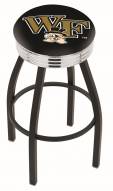 Wake Forest Demon Deacons Black Swivel Barstool with Chrome Ribbed Ring