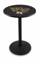 Wake Forest Demon Deacons Black Wrinkle Bar Table with Round Base
