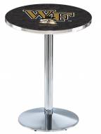 Wake Forest Demon Deacons Chrome Pub Table with Round Base