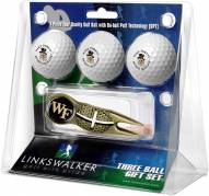 Wake Forest Demon Deacons Gold Crosshair Divot Tool & 3 Golf Ball Gift Pack