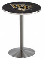 Wake Forest Demon Deacons Stainless Steel Bar Table with Round Base