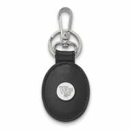 Wake Forest Demon Deacons Sterling Silver Black Leather Oval Key Chain
