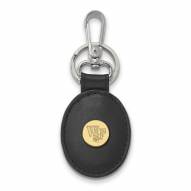 Wake Forest Demon Deacons Sterling Silver Gold Plated Black Leather Key Chain
