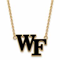 Wake Forest Demon Deacons Sterling Silver Gold Plated Large Enameled Pendant Necklace