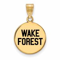 Wake Forest Demon Deacons Sterling Silver Gold Plated Medium Enameled Disc Pendant
