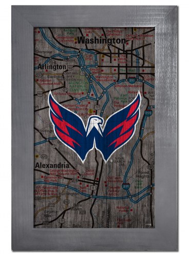 Washington Capitals 11&quot; x 19&quot; City Map Framed Sign