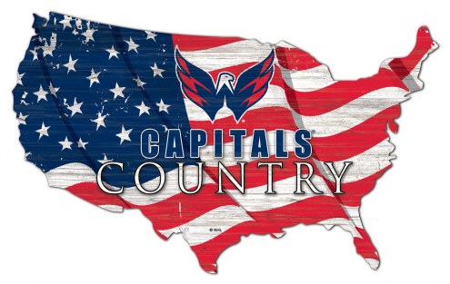 Washington Capitals 15&quot; USA Flag Cutout Sign